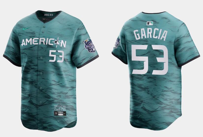 Men's Texas Rangers #53 Adolis Garcia Teal 2023 All-star Stitched Baseball Jersey